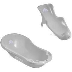 Hylat Baby Babybadewanne Hylat Baby Badewanne Set - für Neugeborene und Babys – Lite, Yeti, (2-teiliges SET, 2-tlg), Babywanne, Sitz – Grau grau