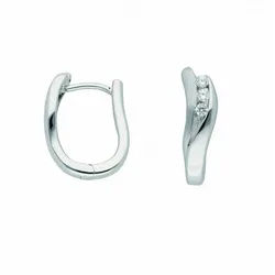 Adelia ́s Paar Creolen Damen 333 Weißgold Ohrringe Creolen mit Zirkonia, mit Zirkonia Goldschmuck für Damen silberfarben