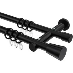 GARDINENSTANGE Platon Sitra 400 cm (geteilt in 2 x 200 cm), 2-läufig, 20 mm Ø Schwarz