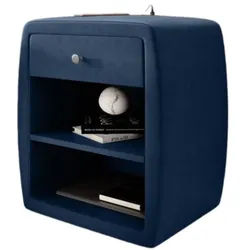 Luxusbetten24 Nachttisch Designer Nachttisch Lilly, mit USB-Anschluss Anschluss und Samtbezug blau
