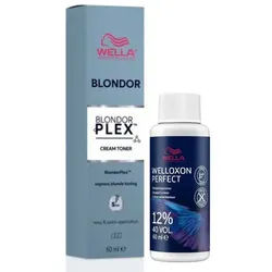 Wella Professionals Blondierpulver Blondor Plex Set - Cream Toner 60 ml + Welloxon Perfect 12% 60 ml beige