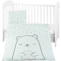 Kikkaboo Kinderbettwäsche Bär 5-teilig Decke 135 x 95 cm Kissen 45 x 35 cm Laken grün