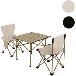 Campingset HWC-N50, Tisch 2x Stuhl Klappstuhl Anglerstuhl faltbar, Metall ~ weiß