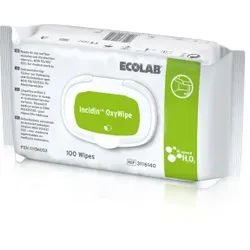 ECOLAB Incidin OxyWipe Reinigungs- und Desinfektionstücher, Gebrauchsfertige Tücher mit breitem Wirkspektrum für Medizinprodukte, 1 Karton = 6 x 100 Tücher, Maße: 20 x 20 cm