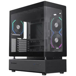 GAMEMAX Gaming-Gehäuse N80 BK, Midi Tower, ohne Netzteil, USB/Audio, ATX, 2x USB3.0, 1x USB-C, inkl. 6x 120mm ARGB Lüfter, schwarz schwarz
