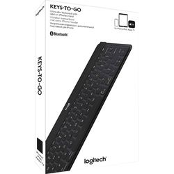 Logitech Tastatur Keys-To-Go, Wireless, Bluetooth, schwarz für Apple iPad, iPhone, DE, Retail