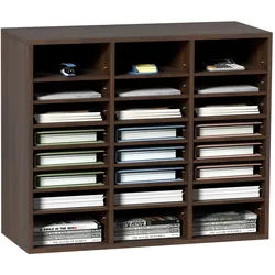 VEVOR Briefablage 24 Fächer Organizer aus MDF, Dokumentenablage Vintage Braun 737 x 305 x 620 mm, Ablagefächer Desktop-Aktenhalter Dokumentenlager, Dokumentenhalter zu Hause, im Büro, im Klassen usw.