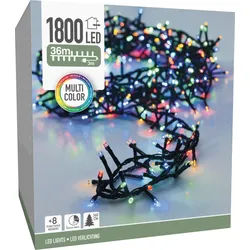 LED-Clusterlichterkette bunt, 1800 LEDs, Grünes Kabel, Innen/Außen, 33m