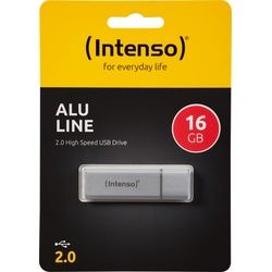 Intenso USB 2.0 Stick 16GB, Alu Line, silber (R) 28MB/s, (W) 6.5MB/s, Retail-Blister