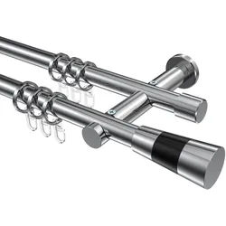 GARDINENSTANGE Platon Tanara 400 cm (geteilt in 2 x 200 cm), 2-läufig, 20 mm Ø Chrom