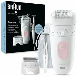 Braun Präzisionsepilierer Silk-épil 5-230, Epiliergerät weiß/rosa, incl. Bikinitrimmer, Rasie...