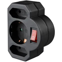 SSD 3 SW - Zwischenstecker, 2-fach Euro, 1-fach Schutzkontakt, mit Schalter