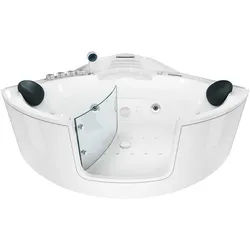 AcquaVapore Whirlpool Pool Badewanne Eckwanne Wanne W60H-SC 140x140cm mit Tür Walk-in-Pool aktive Schlauch-Reinigung
