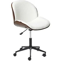 Beliani Schreibtischstuhl Hellgrau Menesha , Braun, Weiß , Textil , 52x81x41 cm , Büromöbel, Bürostühle, Drehstühle