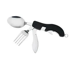 Michelino Besteck-Set 2-tlg. 4in1 Campingbesteck-Set Outdoorbesteck Schwarz (2-tlg)
