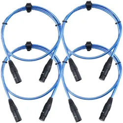 Pronomic Stage XFXM-Blue-1 Mikrofonkabel XLR 1 m Metallic Blue 4x Set
