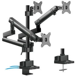 Maclean Monitor-Halterung MC-811 3-fach Monitorhalterung Tisch 17–27 Zoll, (bis 27,00 Zoll, Gasfeder, bis 21 kg, VESA 75x75/100x100, ergonomisch) schwarz