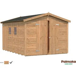Palmako Gerätehaus Dan 9,9 m2 - 16 mm Hellbraun tauchimprägniert