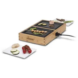 PRINCESS Raclette Princess 104020 Dinner4two Pure – Für 2 Personen – Die neue Art der Te, Luxuriöses Bambusgehäuse - 2 Personen