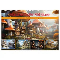 CALVENDO Wandkalender Märchenhafte Pilzhäuser (Wandkalender 2026 DIN A3 quer), CALVENDO Mona 42.0 cm x 1 cm x 29.7 cm