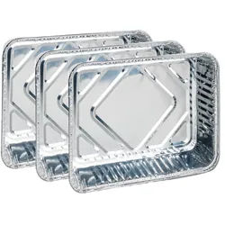 QuickPack Auflaufform Auflaufform Aluminium 3er Set eckig 200x150x40mm Silber, Aluminium, (3-St), Alu Schale Grillschale Auflaufform Grillform Gratinform silberfarben