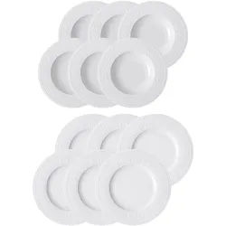 Geschirr-Set VILLEROY & BOCH "Tafelservice Cellini 12er Set weiß", weiß, 12, Porzellan, Geschirr-Sets, Geschirr-Set, Spülmaschinengeeignet, Mikrowellenfest