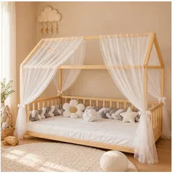 Baby Fancyroom Betthimmel Hausbett Himmel Premium Tüll, Baldachin für Kinderbett Mädchenzimmer, 2-teilig, mit 4 Schleifen, Premium Tüll weiß 340 cm