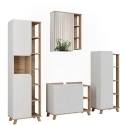 Vicco Badmöbel-Set Karen Sonoma/Weiß 4 Teile , Sonoma Eiche , Holzwerkstoff , nicht einzeln stellbar,Rechteckig , 80x65x35 cm , Badezimmer, Badmöbelsets & Badmöbelserien, Badmöbel-Sets