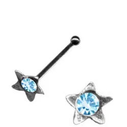 Order & Smile Schmuck Nasenpiercing Nasenstecker Stern: Nasenpiercing Silber 925 blau