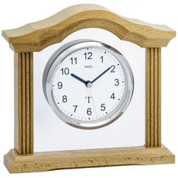 AMS Funktischuhr Massivholzgehäuse in 3 Varianten Serie 5139, ideal auch als Geschenk beige