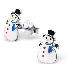 Order & Smile Schmuck Paar Ohrstecker Ohrstecker für Kinder: Silber Ohrringe Schneemann bunt