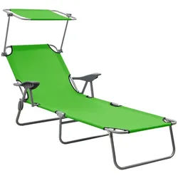 furnicato Gartenliege Grüne klappbare Sonnenliege mit Dach 71,5 x 188 x 27 cm grün