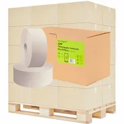 Green Hygiene® JUPP Toilettenpapier, 2-lagig, 380 m, Umweltfreundliches Jumborollen-Klopapier aus 100% recyceltem Papier, 1 Palette = 42 Kartons à 6 x 380 Meter
