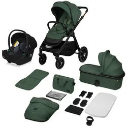 Lionelo Kinderwagenset , Grün , 3-teilig , 62x115x94 cm , EN 1888 , Baby on Tour, Kinderwagen, Kombikinderwagen