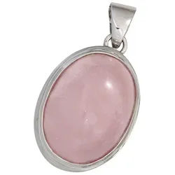 JOBO Kettenanhänger Anhänger oval, 925 Silber mit Rosenquarz silberfarben