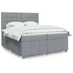 vidaXL Boxspringbett, Boxspringbett mit Matratze Hellgrau 200x200 cm Stoff
