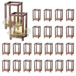 VEVOR 24x Holzlaternen, LED-Kerzenhalter aus Holz & Kunststoff, rustikales dekoratives Tafelaufsatz für Zuhause, ideal für Hochzeitstische, Partys, Bauernhäuser, Innendekoration, Braun