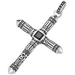 GIORGIO MARTELLO MILANO Kreuzanhänger Kreuz mit schwarzen Zirkonia, Silber 925 silberfarben