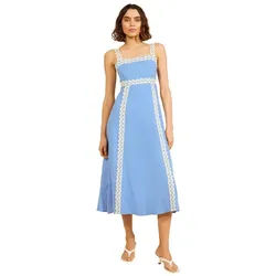 Friends Like These Midikleid Friends Like These Midikleid mit Besatz, Regular (1-tlg) blau 52 (GB: 24)