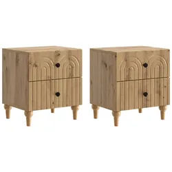 vidaXL Nachttisch 43 x 34,5 x 48 cm Nachttisch 2er Set Nachtschrank Artisan-Eiche 43x34 braun