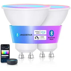 Aigostar Smarte LED-Leuchte 6.5W GU10 LED Smart Bulb 555LM mit Bluetooth-Fernbedienung und Gateway
