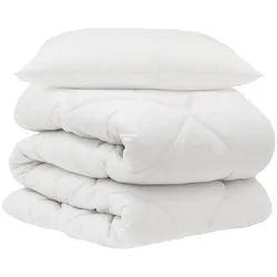 vidaXL Bett Bettdecke mit Kissen 2 pcs Weiß Mikrofaser (2-tlg) weiß
