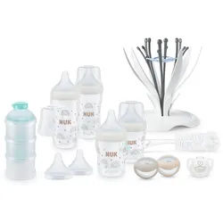 NUK Fläschchenset , Beige, Transparent , Kunststoff , 10-teilig , 34.4x33.4x16.2 cm , BPA-frei , Anti-Kolik , Füttern, Babyfläschchen