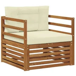 vidaXL Gartenstuhl Weiß Outdoor-Sofagarnitur Massives Akazienholz und Polyester Natur Auß weiß