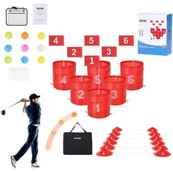 VEVOR Golfspiel Set, 6-Loch-Golfplatz, Übungsspiele für Golf im Eimer, Golf-Chipping-Spiel für den Außenbereich, tragbares Outdoor-Golfspiel, Ideal für Rasen, Hof, Camping, Park, Strand