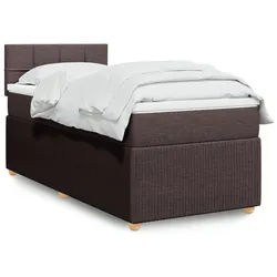 vidaXL Boxspringbett, Boxspringbett mit Matratze Dunkelbraun 90x200 cm Stoff