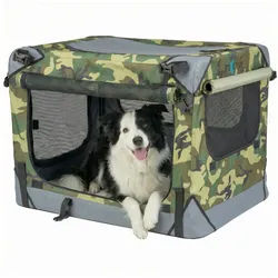 Xonic Hunde-Transportbox Foxdevil by xonic® Faltbare Hundebox / Transportbox (Camouflage, S) S | 52 cm x 34 cm x 34 cm