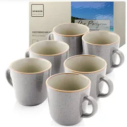 SÄNGER Becher Set Rio, 6-tlg., Steingut, 6 tlg. Rio Perlgrau Kaffeebecher, Grau, Handmade, VALUE COLLECTION grau