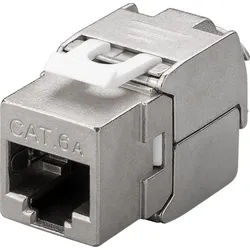 Goobay Keystone Modul RJ45 CAT 6A, STP, slim-line - 16,3 mm Breite, Krokodil-Typ, Klemmleiste für LSA Montage (werkzeugfrei)