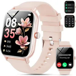 Haulvean Smartwatch (4,6 cm, android ios), Smartwatch mit Bluetooth Telefonie 1.85 Zoll Display Fitness rosa